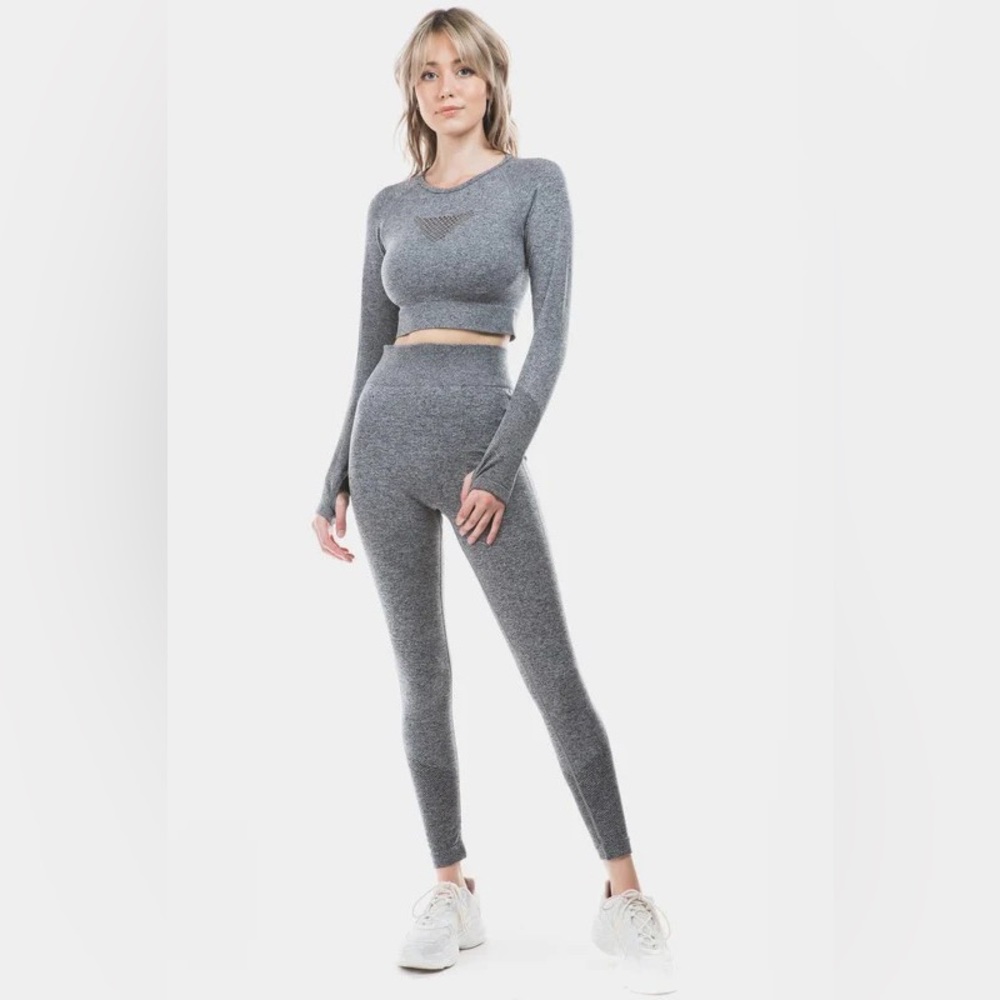 OTOS Mesh Triangle Front Seamless Active Set Dark heather grey M